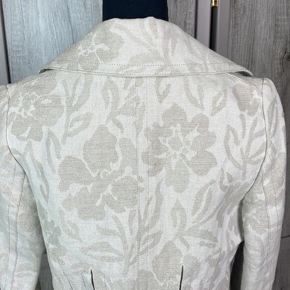 Mango Exclusive Edition floral linen blend double breasted blazer women’s XL - Picture 8 of 15
